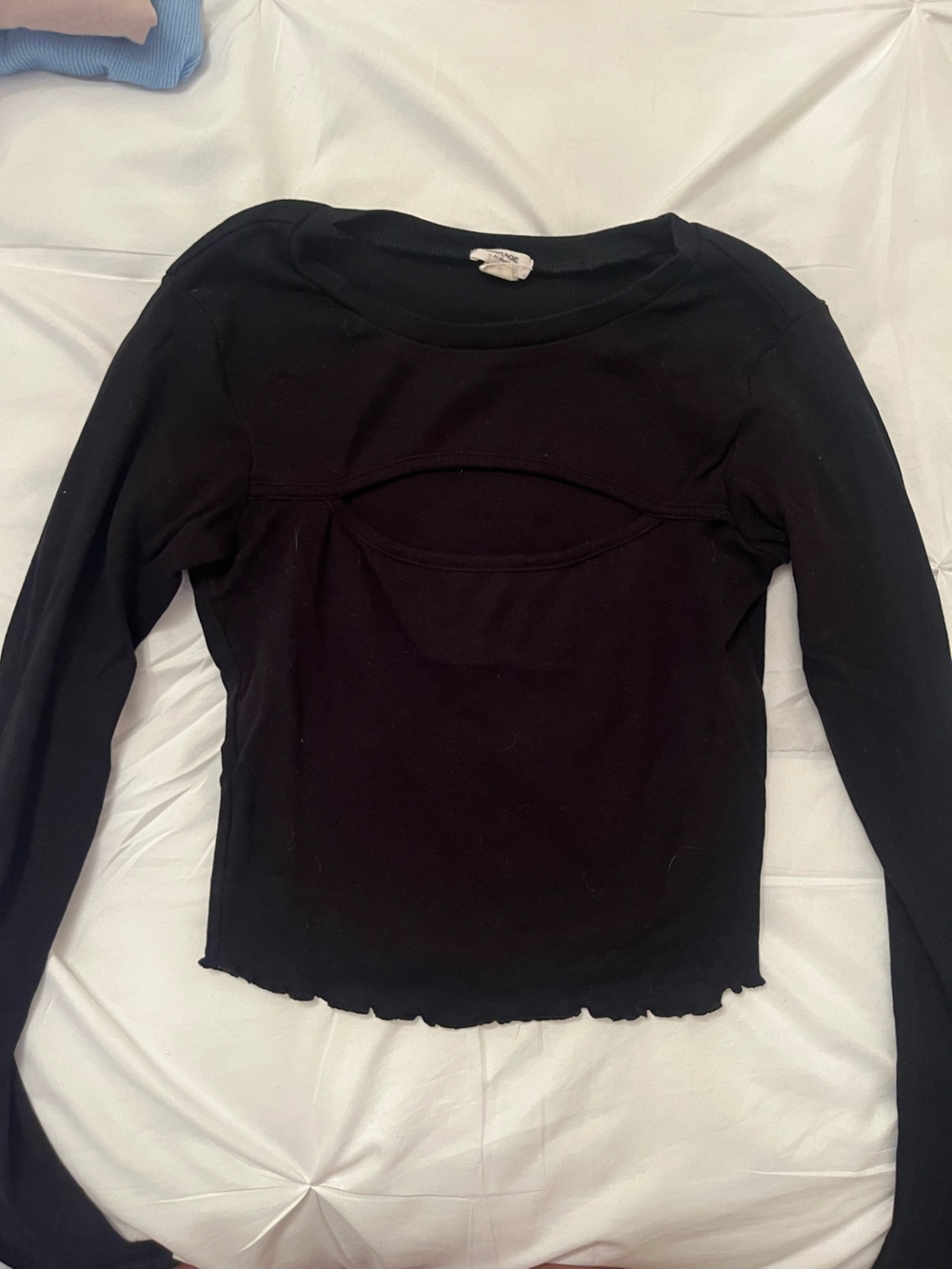 Garage Black Long Sleeve Cutout Top